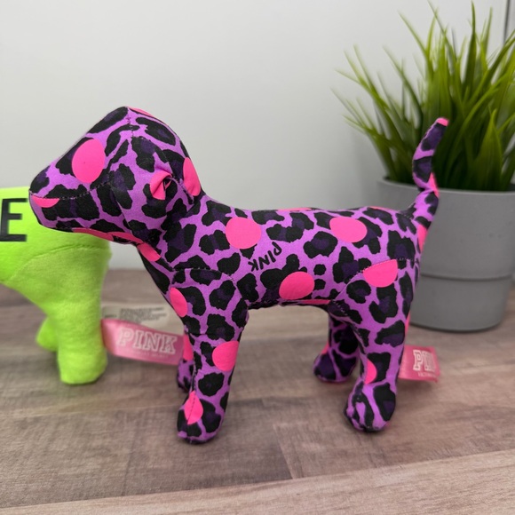 PINK Plush Dog Duo - Neon Green & Pink Leopard - Picture 4 of 9